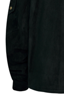 Black THEA jacket by Lorena Saravia featuring a tailored fit and stylish design, shown from the back.