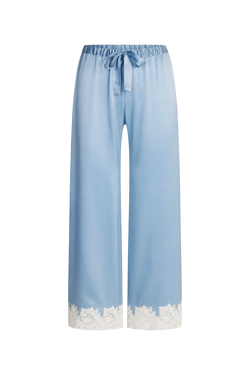 Scarlett Gasque The Jayne Pant in blue, front view showing stylish and tailored pants with a smooth fit and modern design.