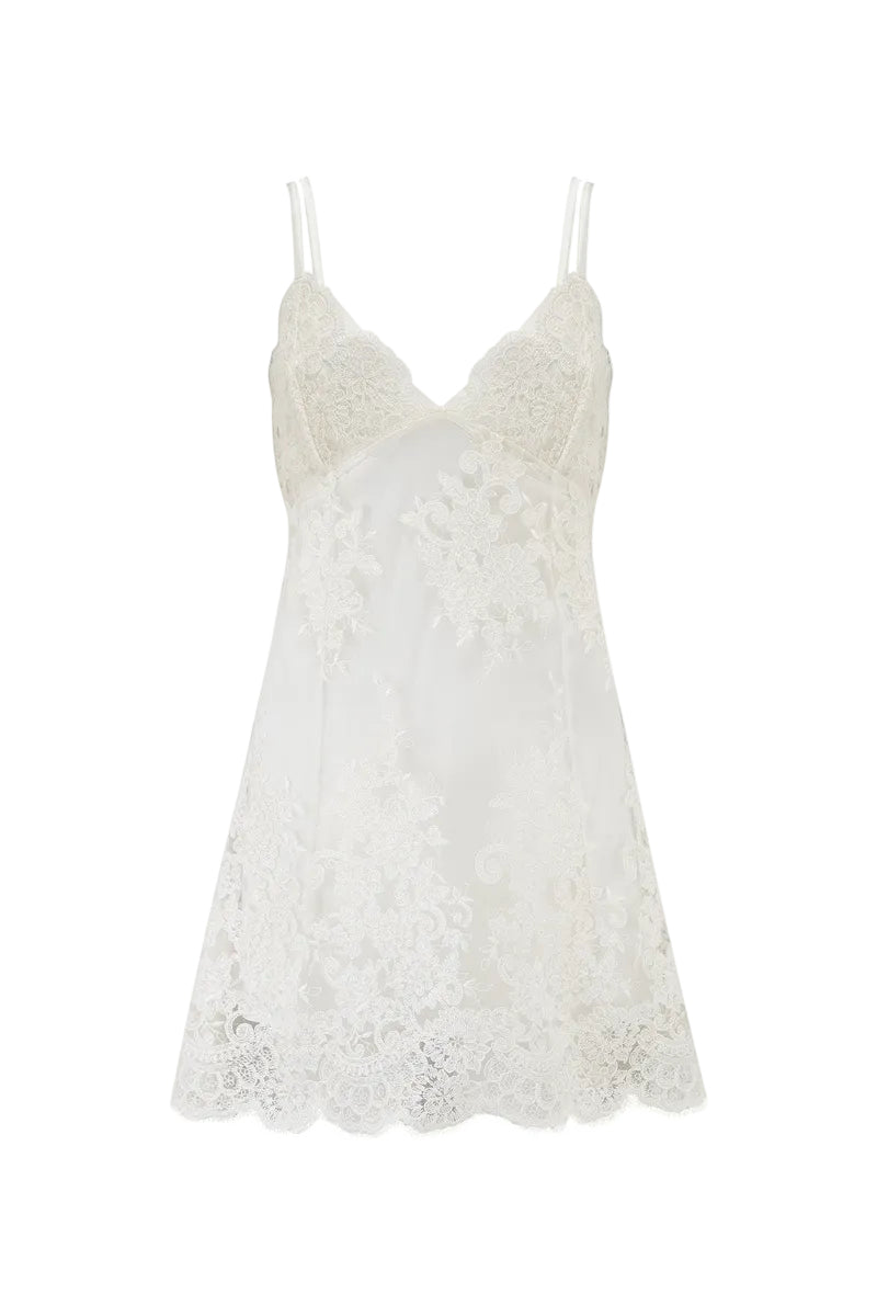 Scarlett Gasque The Promise Dress mini dress in white with ghostly front design, stylish and elegant for special occasions.