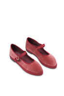 Flabelus Theresa pink flats with dark pink piping, showcasing a stylish slip-on design and smooth fabric finish.