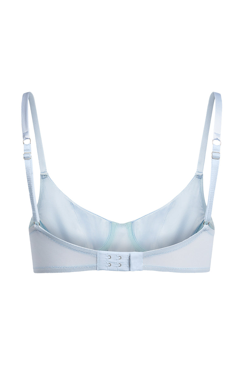 Scarlett Gasque Tallulah bra in Ice Melt color, featuring smooth fabric and supportive design, shown on a model.
