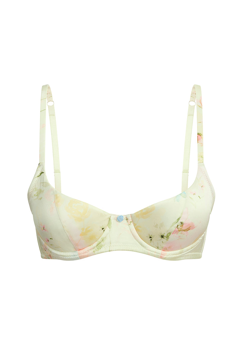 Scarlett Gasque Tallulah bra with floral watercolor print, featuring a soft, supportive fabric and delicate design.