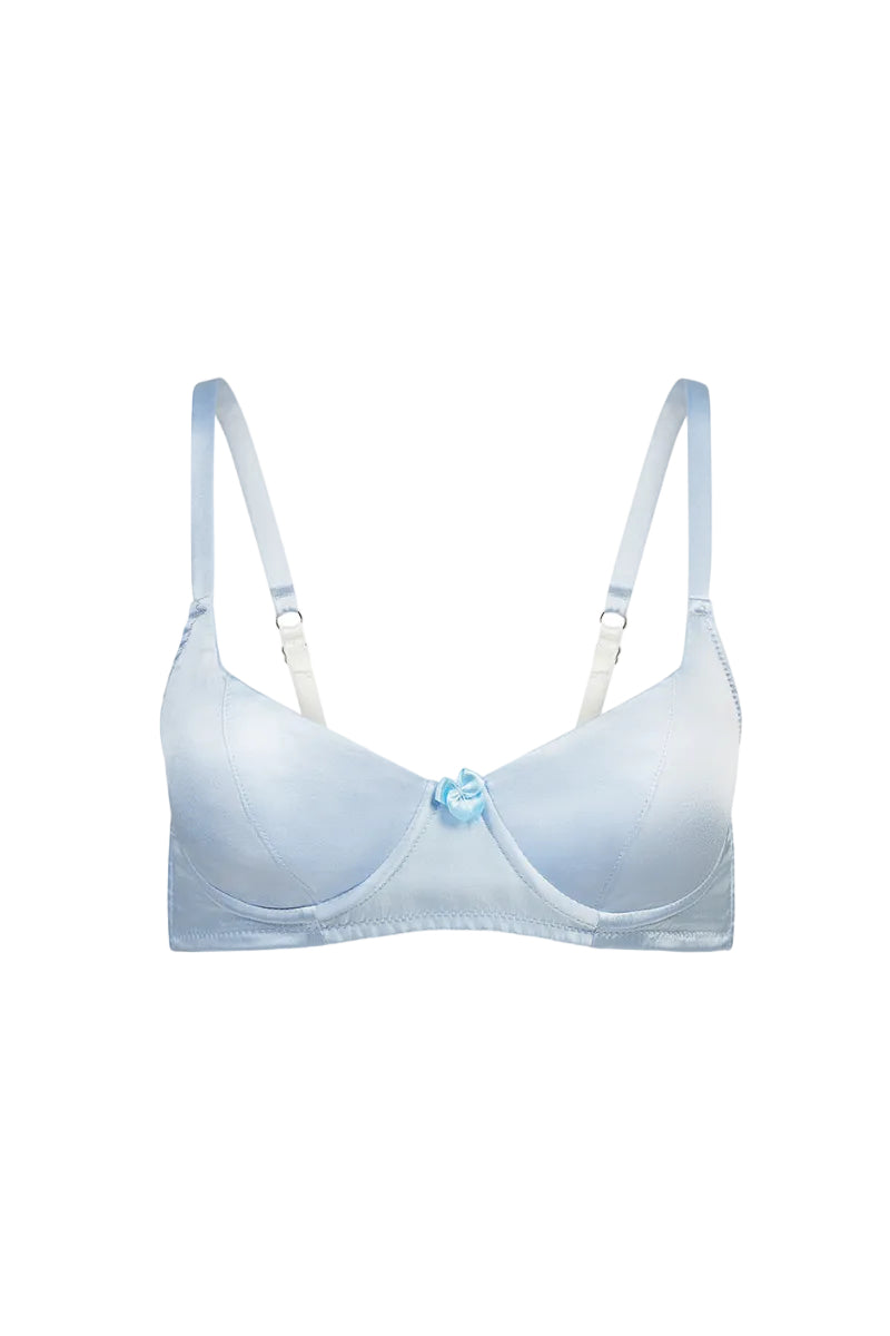 Scarlett Gasque Tallulah bra in Ice Melt color, front view showing smooth fabric and supportive design.