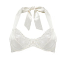Scarlett Gasque Velma bra in ghost white with smooth cups and adjustable straps, designed for comfort and support.