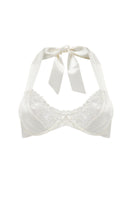 Scarlett Gasque Velma bra in ghost white with smooth cups and adjustable straps, designed for comfort and support.