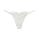 White Scarlett Gasque Velma thong underwear with a ghost front design, showcasing a sleek and minimalistic style.
