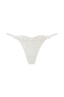 White Scarlett Gasque Velma thong underwear with a ghost front design, showcasing a sleek and minimalistic style.