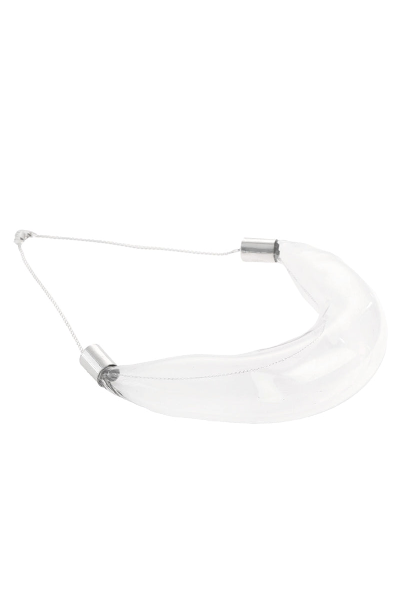 Thick glass choker necklace by MAZ Manuela Álvarez featuring a bold, transparent glass design on a delicate chain.