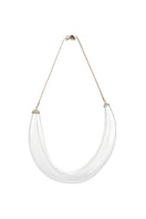 Elegant thin glass choker necklace by MAZ Manuela Álvarez featuring a delicate, transparent glass design on a sleek chain.