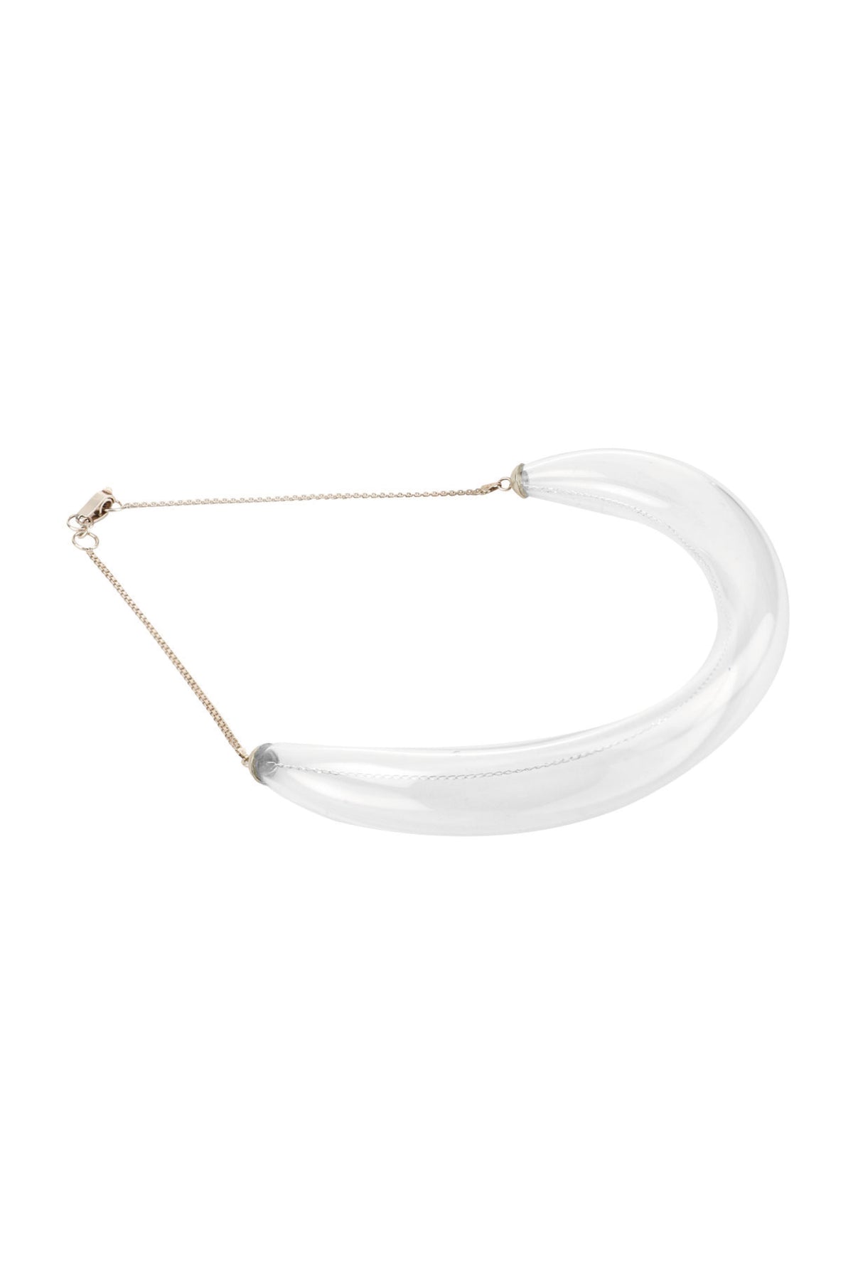 Thin glass choker necklace by MAZ Manuela Álvarez featuring a sleek, transparent glass design for modern elegance.