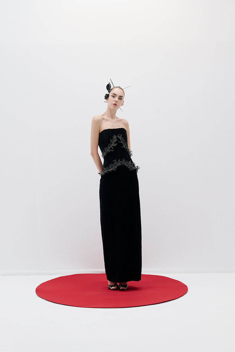 Tayfun Kaba VELVET SEQUIN MAXI DRESS IN Black | Cult Mia Tayfun Kaba VELVET SEQUIN MAXI DRESS IN Black | Cult Mia