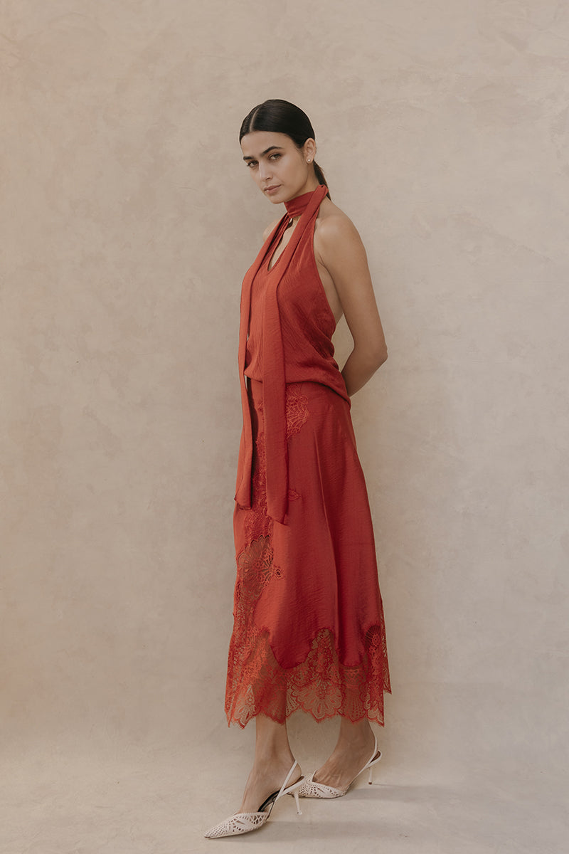 SALOME SKIRT IN BURNT ORANGE