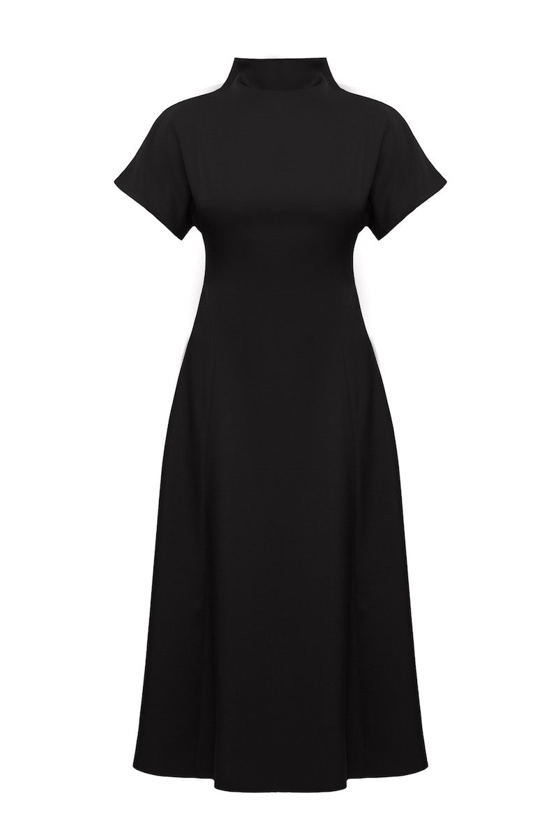 TORI STRUCTURED MIDI DRESS IN BLACK