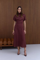 Undress Tori structured burgundy midi dress featuring a fitted bodice and elegant midi length, perfect for stylish occasions.