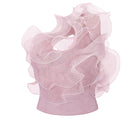 NADYA DZYAK one-shoulder translucent flower blouse in taupe pink, front view showcasing delicate floral details and sheer fabric.