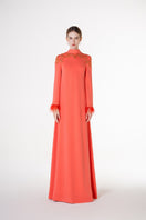 Elegant velvet satin floor-length gown by Tracy Studio featuring a flowing silhouette and luxurious fabric for formal occasions.