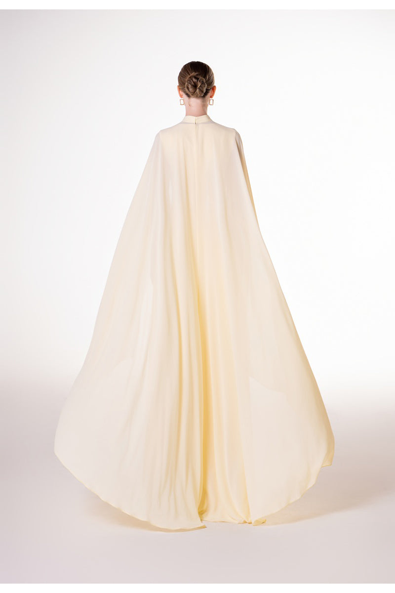 Yellow viscose matte embellished waist maxi dress by Tracy Studio featuring a flowing silhouette and stylish detailing.