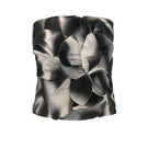 Black printed Tropicalia top by Tinta Latina featuring vibrant tropical patterns and a stylish, comfortable fit.