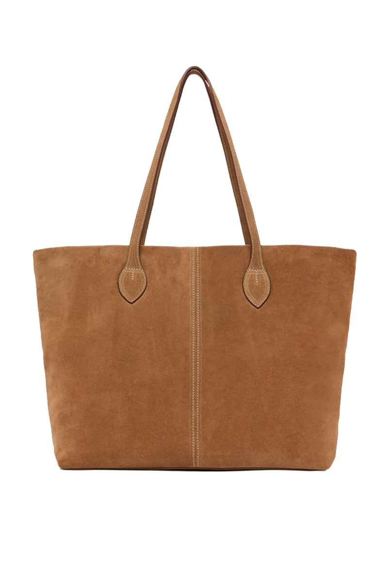 TUSTING Alice Tote in Date Suede shoulder bag with sleek design and spacious interior, featuring soft suede texture.
