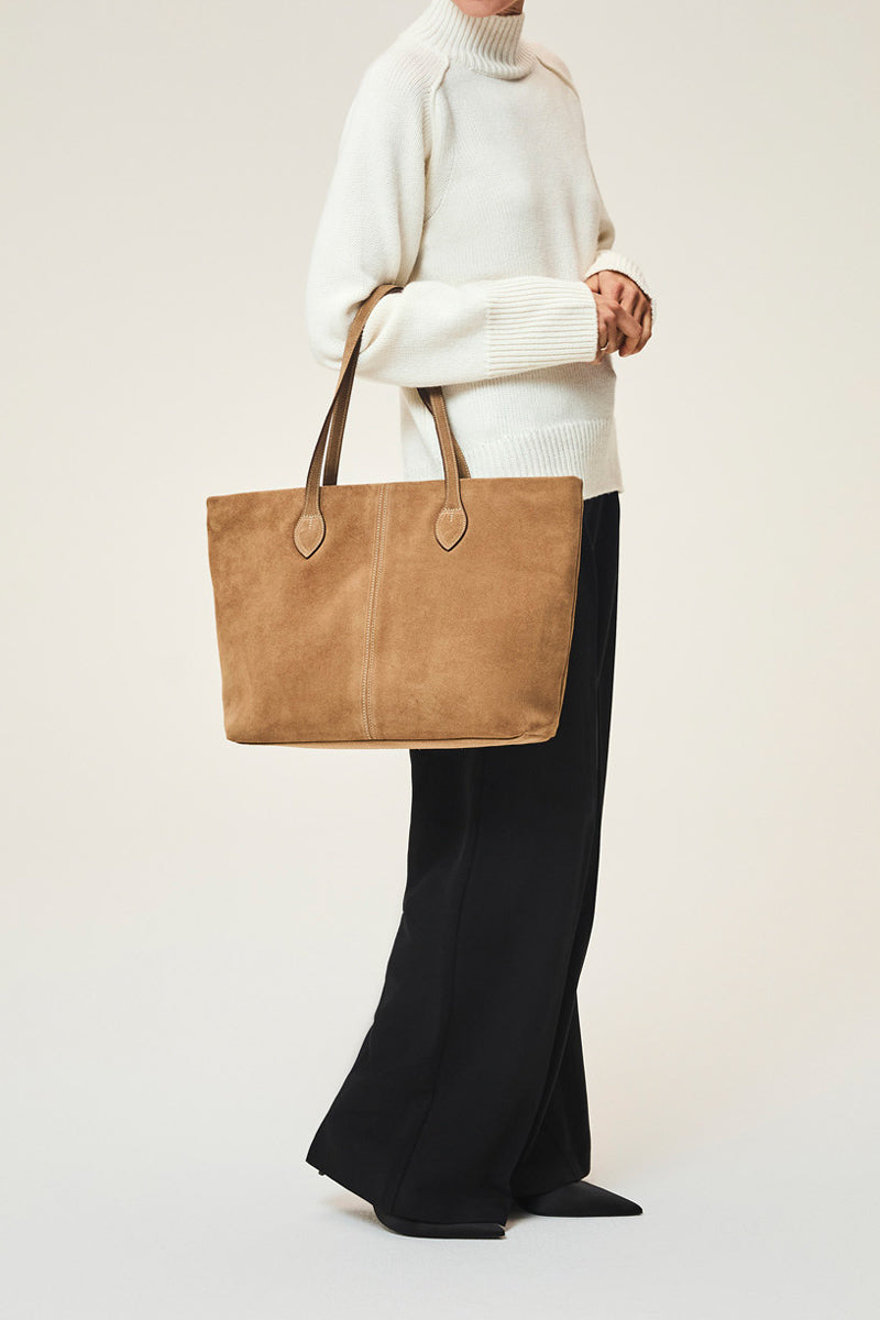 TUSTING Alice tote in date suede, shoulder bag with sleek design, soft suede texture, and spacious interior for everyday use.
