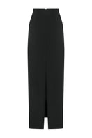 Black TAGG maxi tube skirt with a fitted waist and flowing length, shown on a model against a neutral background.