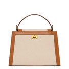 TUSTING Clara Grande Como canvas top handle bag with tan trim, showcasing sleek design and spacious interior.