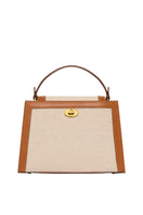 TUSTING Clara Grande Como canvas top handle bag with tan trim, showcasing sleek design and spacious interior.