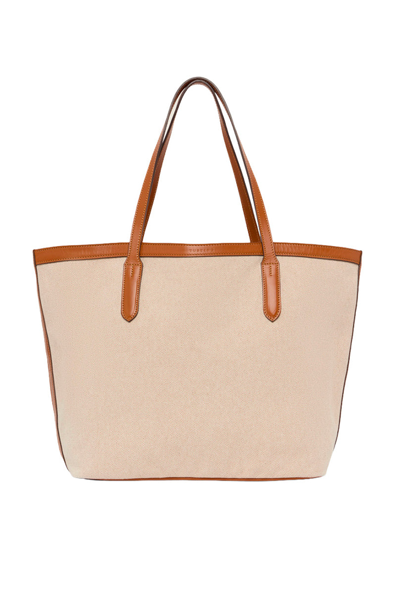 TUSTING COMO TOTE shoulder bag in cream color with top handles and spacious interior, stylish accessory for everyday use.