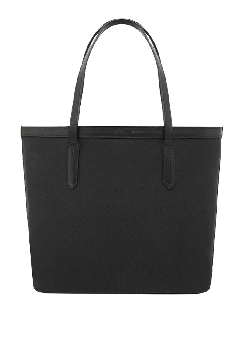 Black TUSTING canvas easy tote shoulder bag with sturdy handles, spacious interior, and minimalist design.