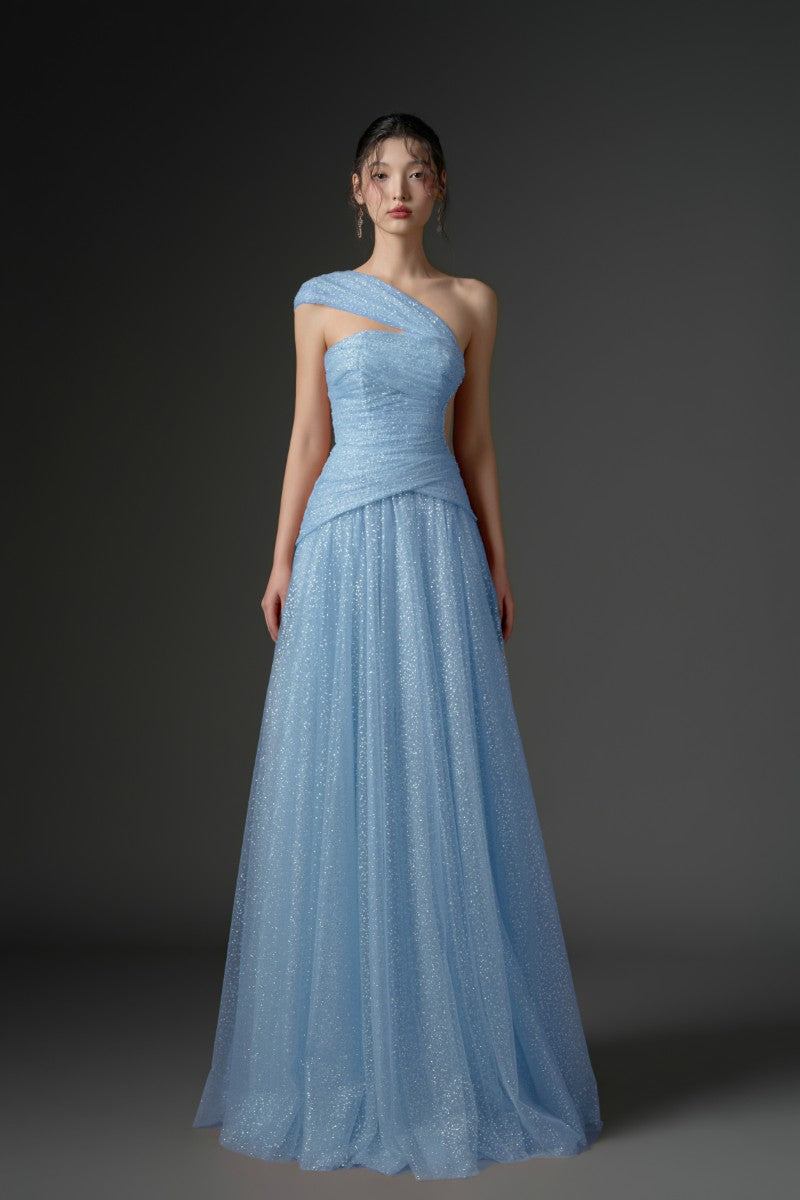 DAJAJAH GLITTER TULLE DRESS IN LIGHT BLUE - CULT MIA