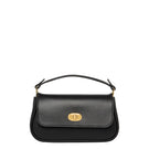 Black TUSTING Hettie clutch bag with sleek design, featuring a compact shape and elegant finish for stylish evening occasions.