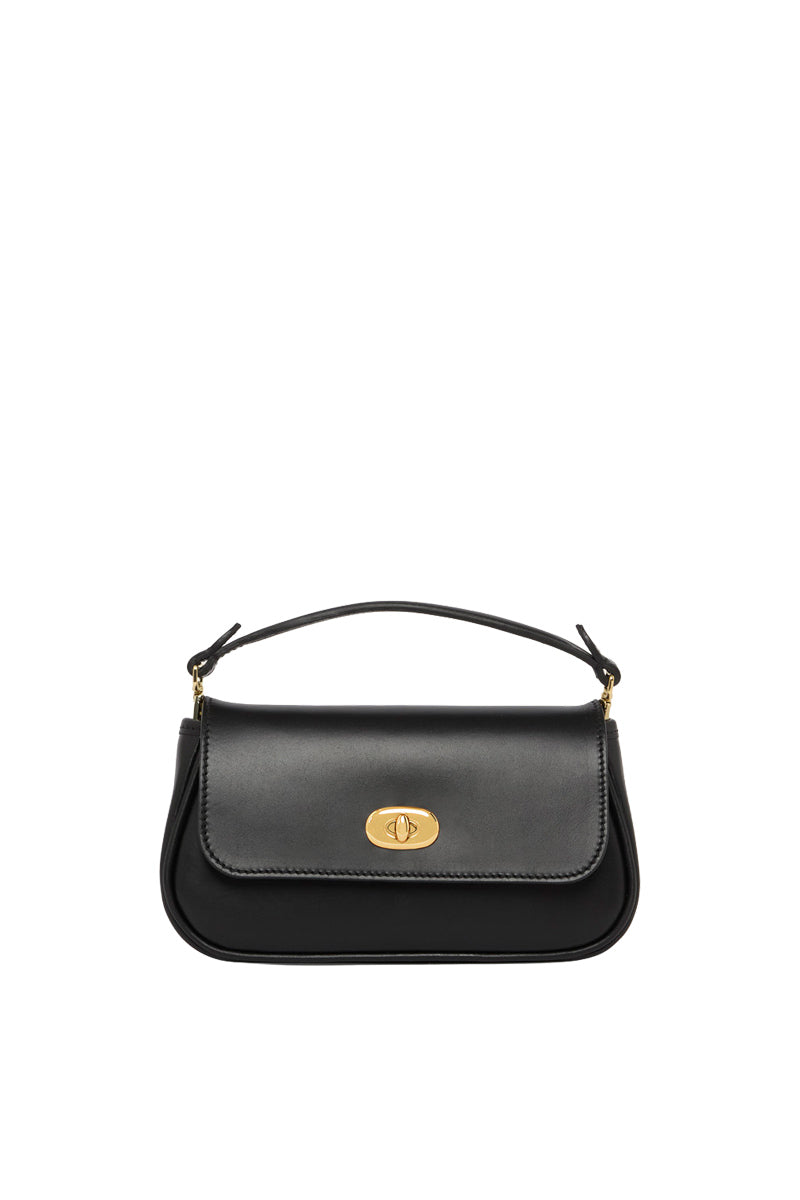 Black TUSTING HETTIE clutch bag with sleek design, featuring a smooth surface and elegant shape for stylish occasions.