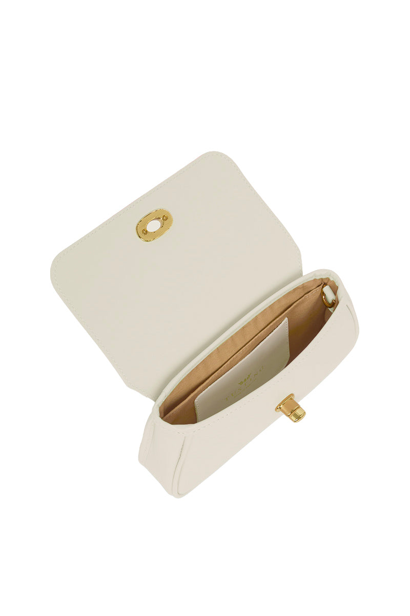 TUSTING HETTIE IN CLOUD clutch bag with soft fabric exterior and elegant design, featuring a sleek shape and subtle cloud pattern.