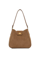 TUSTING Hazel in Date suede shoulder bag with adjustable strap and sleek design, featuring a smooth textured finish.