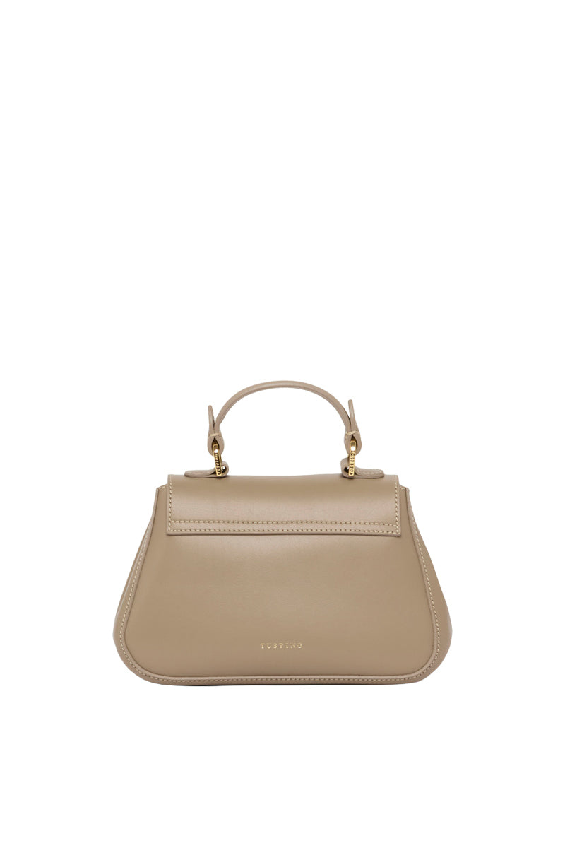 TUSTING MINI Holly taupe top handle bag with sleek design and compact size, featuring a stylish top handle and minimalist look.