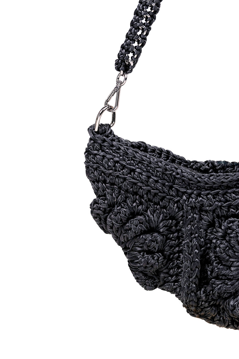 Black Mara Brazil Tulipa Bag shoulder bag with sleek design and top handle, featuring a modern, stylish look.