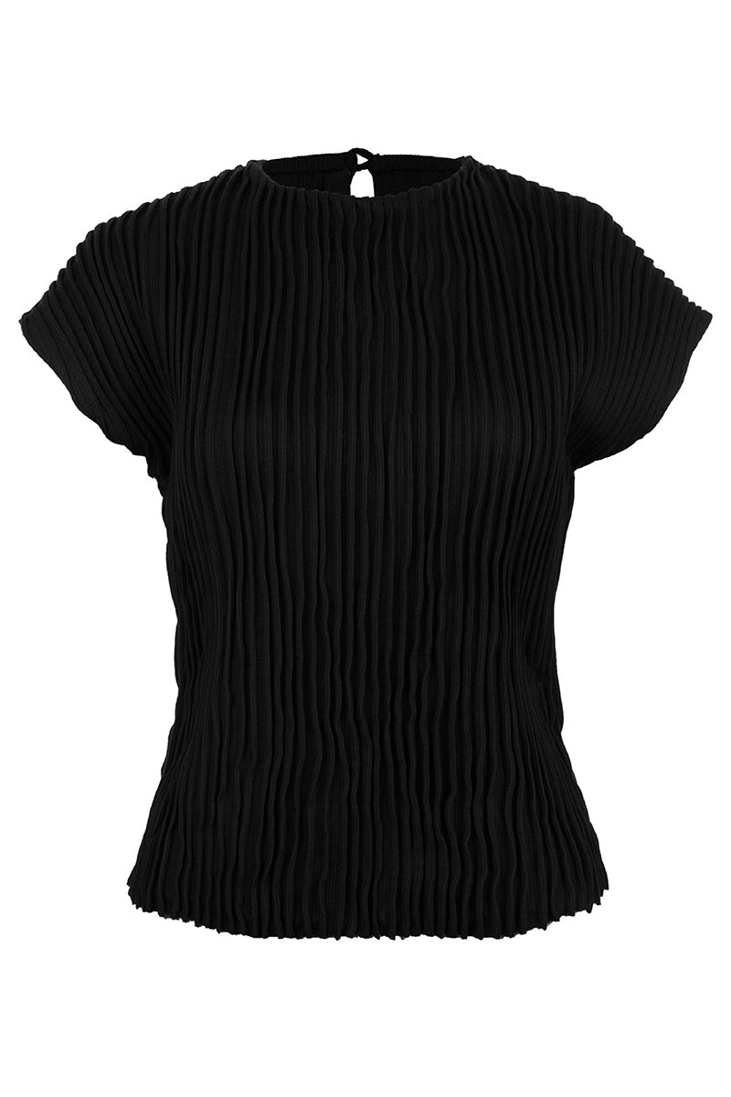 TULIP FURROWS T-SHIRT IN BLACK - CULT MIA
