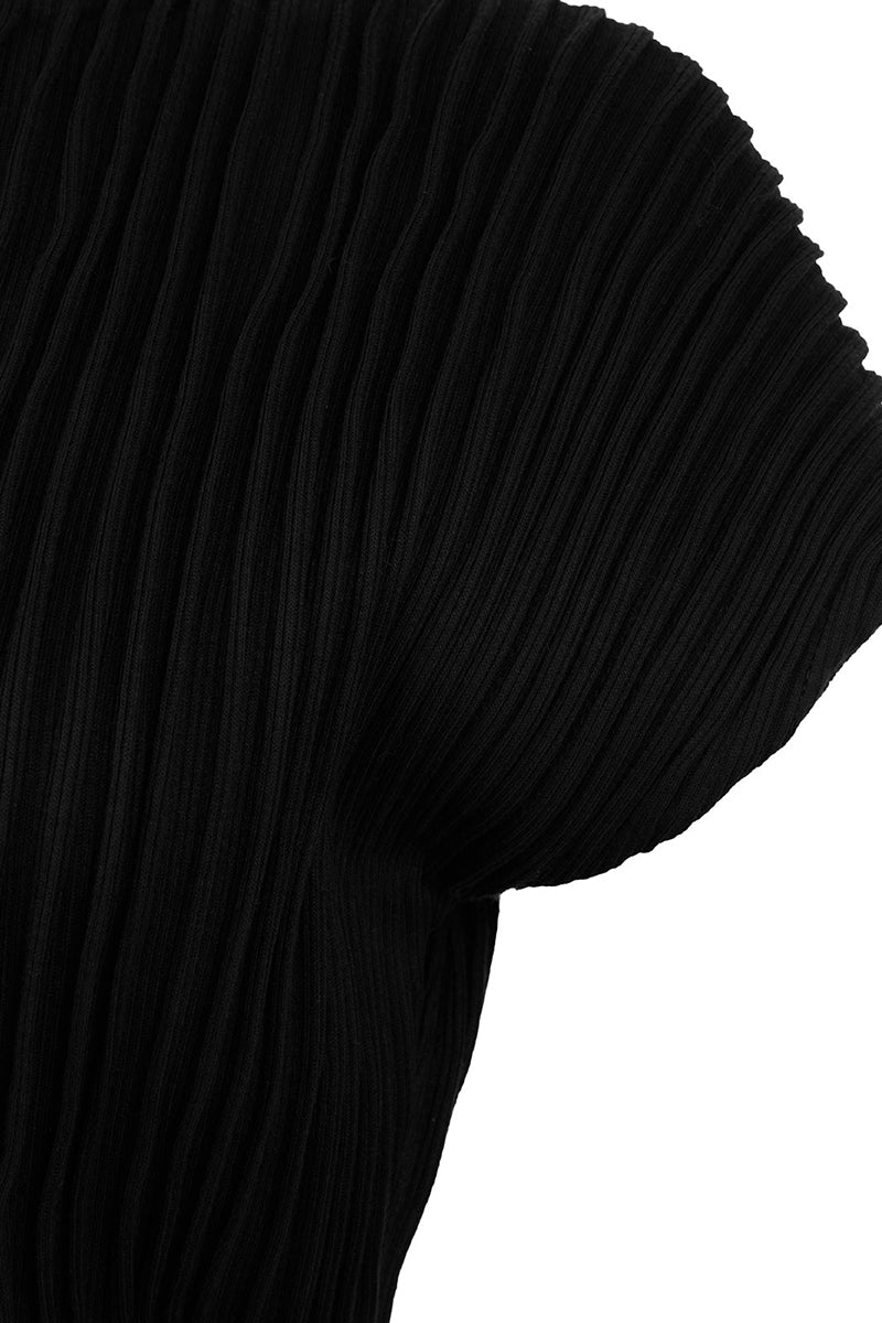 TULIP FURROWS T-SHIRT IN BLACK - CULT MIA