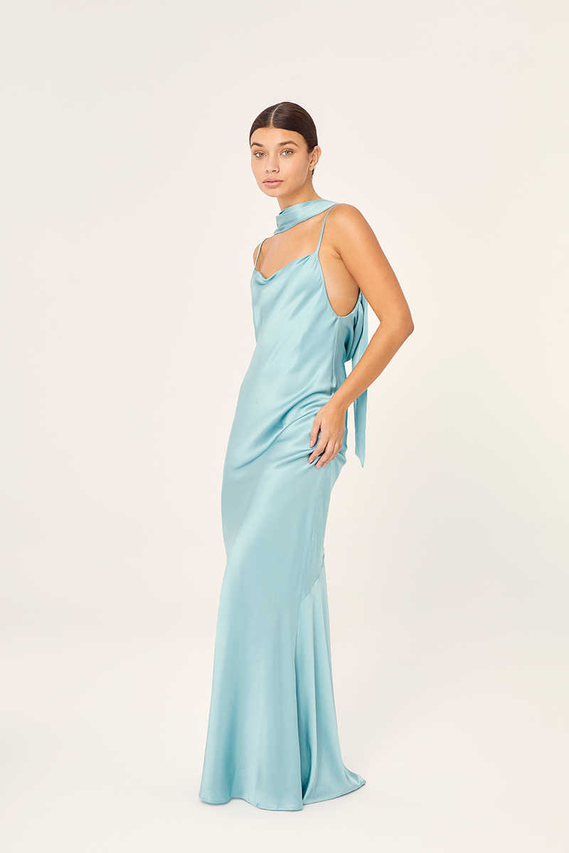 SLIP MAXI DRESS IN TURQUOISE - CULT MIA