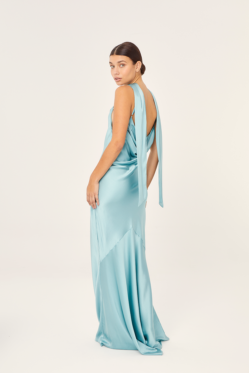 SLIP MAXI DRESS IN TURQUOISE - CULT MIA