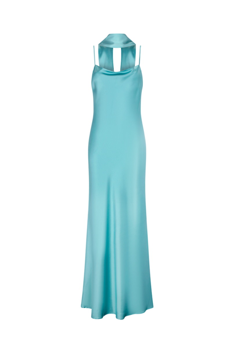 SLIP MAXI DRESS IN TURQUOISE - CULT MIA