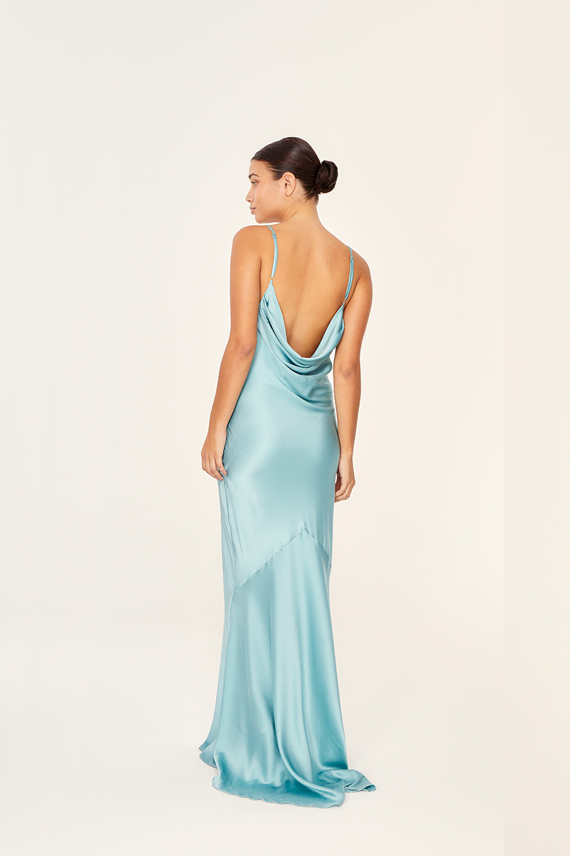SLIP MAXI DRESS IN TURQUOISE - CULT MIA