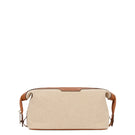 TUSTING Horizon canvas and leather clutch in Como canvas with tan trim, featuring a sleek, stylish design with zipper closure.
