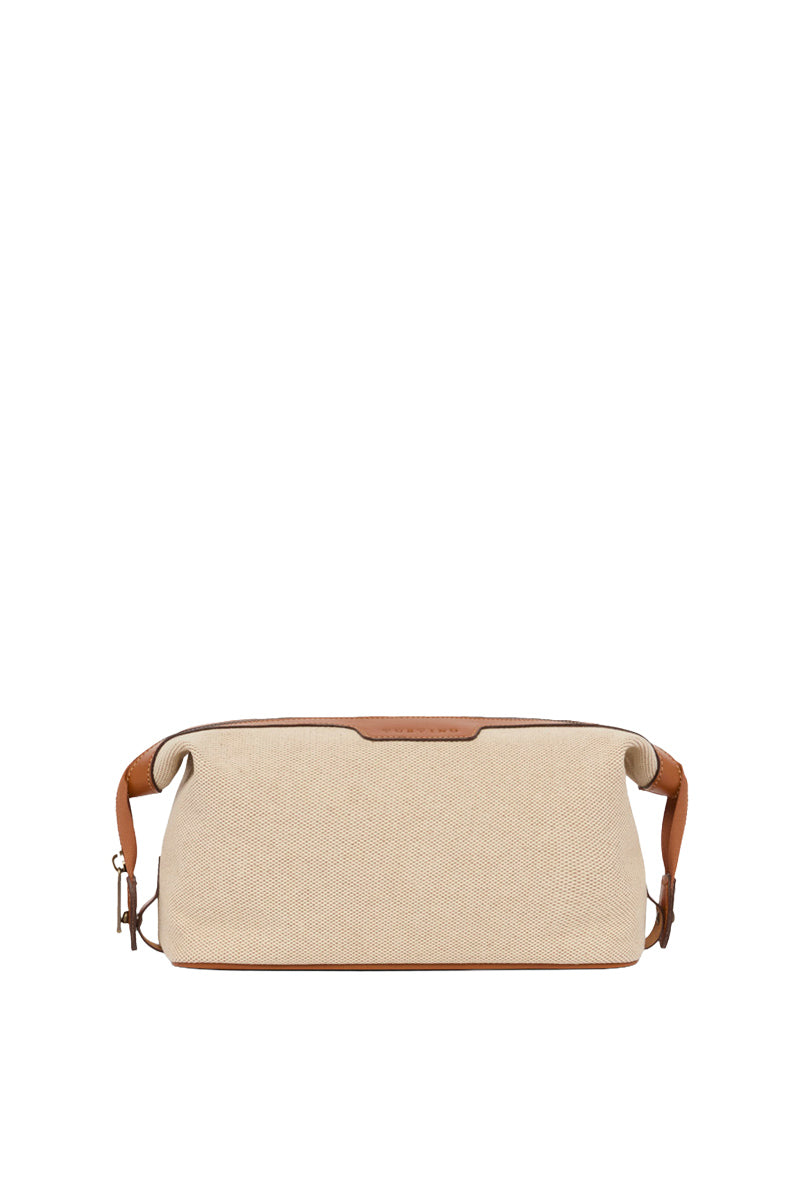TUSTING Horizon canvas and leather top handle bag in Como canvas with tan trim, featuring a stylish and functional design.
