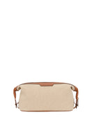 TUSTING Horizon canvas and leather clutch in Como canvas with tan trim, featuring a sleek design and compact size.