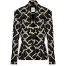 Tailored black jacket with gold buttons by Tayfun Kaba, showcasing a sleek design and structured fit.