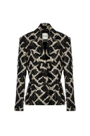 Tailored black jacket with gold buttons by Tayfun Kaba, showcasing a sleek design and structured fit.