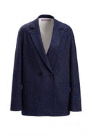 Maccapani navy blazer with tailored fit, lapel collar, and stylish design, ideal for formal and smart-casual wear.
