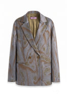 Maccapani Tats blazer in sand sky color, stylish tailored blazer with lapels and long sleeves, perfect for casual or formal wear