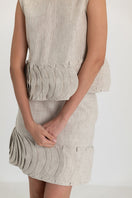 Cream-colored TATTI top by ANA + MARIA, lightweight sleeveless blouse with a relaxed fit, shown in sandy beige fabric.